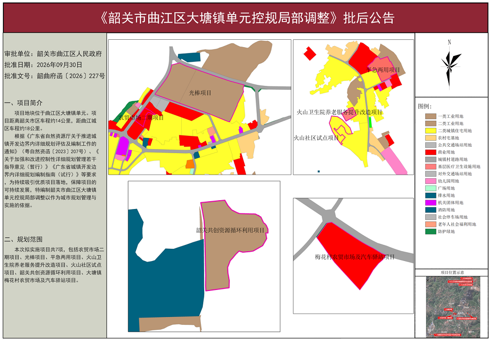 关于《韶关市曲江区大塘镇单元控规局部调整论证报告》的批后公告（1000）.png